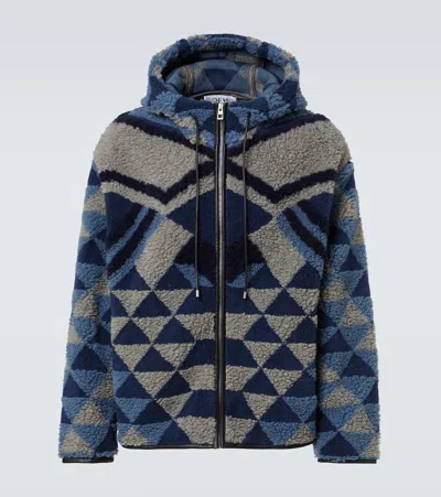 Loewe Jacquard Fleece Jacket In Blue