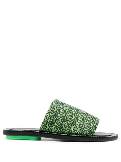 Loewe Jacquard-logo Flat Sandals In Multi