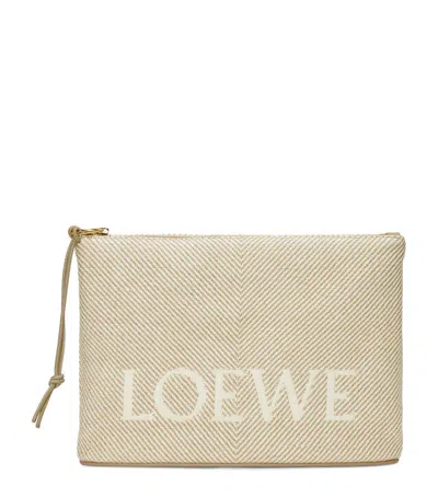 Loewe Jacquard Logo Oblong Pouch In Brown