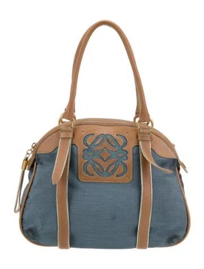 Pre-owned Loewe Jacquard Top Handle Bag Vintage In Blue