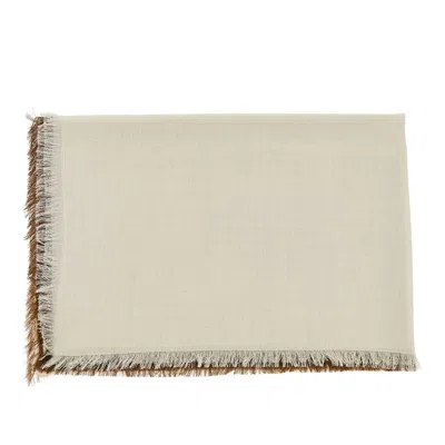 Loewe Jacquard Wool And Silk Scarf In Beige