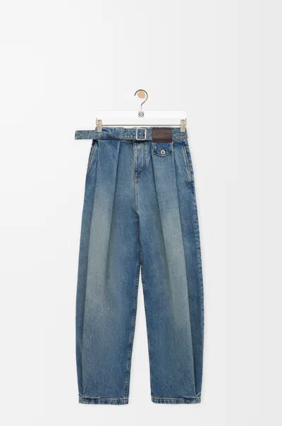 Loewe Mid Rise Wide Leg Denim Trousers In Blue