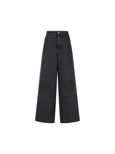 Loewe Anagram Embroidered Jeans In Black