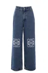Loewe Cropped Jeans With Anagram Knee Detail In Blue Jeans