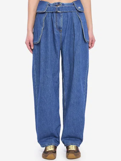 Loewe Cargo Jeans In Denim In Blue