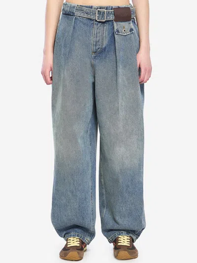 Loewe Washed Denim Jeans In Blue