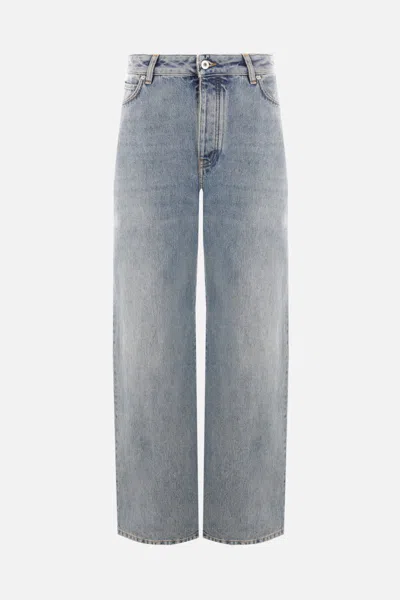 Loewe Chain-embellished Mid-rise Straight-leg Jeans In Washed Blue