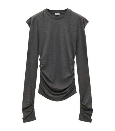 Loewe Jersey Gathered Top In Light Anthracite Mel