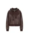Loewe Leather Flamenco Jacket With Hood And Pockets In Brown
