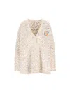 Loewe Anagram V-neck Trapeze Cardigan In Neutral