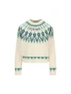 Loewe Stretch Wool Blend Cropped Sweater Graphic In White