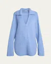 Loewe Johnny Collar Wool Oversized Sweater In Light Blue