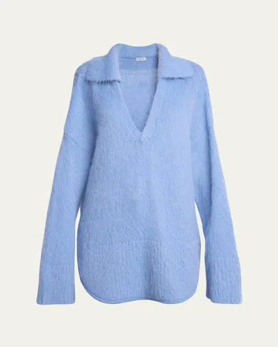 Loewe Johnny Collar Wool Oversized Sweater In Light Blue