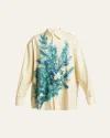 Loewe Juniper Berry Print Button Down Blouse In Yellow Green