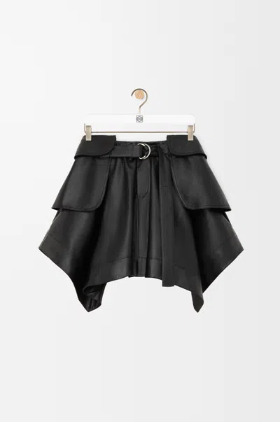 Loewe Double L Belted Leather Miniskirt In Black