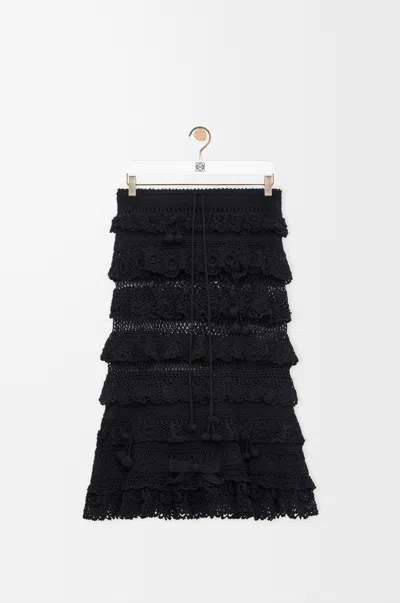 Loewe Skirt In Cotton Crochet Size:m For Woman In Black