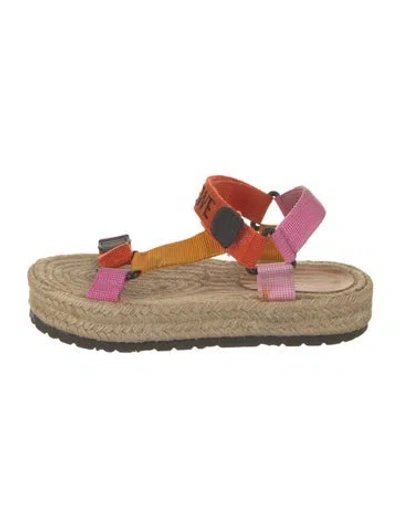 Pre-owned Loewe Jute Braided Accents Sandals In Orange
