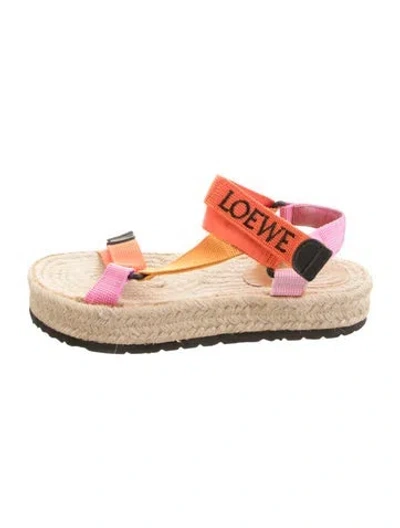 Pre-owned Loewe Jute Colorblock Pattern Espadrilles In Orange