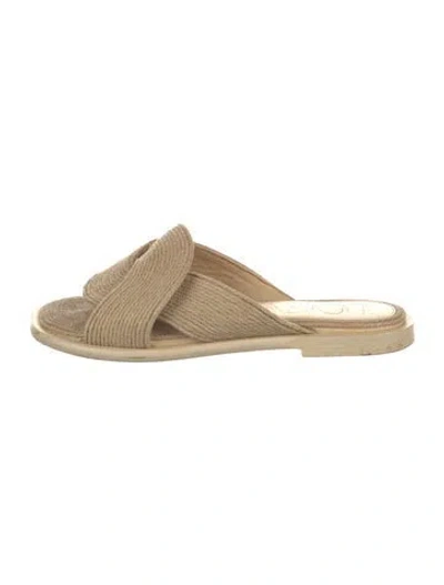 Pre-owned Loewe Jute Cutout Accent Slides In Neutral