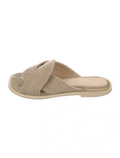 Pre-owned Loewe Jute Slides In Neutral