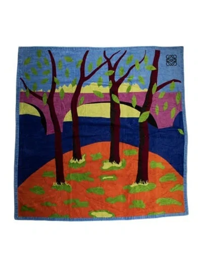 Pre-owned Loewe Jw Anderson X John Allen 'fallen Leaves' Beach Towel In Blue