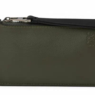 Pre-owned Loewe Khaki Brown Leather Coin Purse/coin Case ()