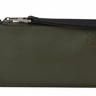 Pre-owned Loewe Khaki Brown Leather Coin Purse/coin Case ()