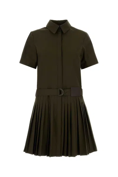 Loewe Cotton Blend Mini Dress Pleated Skirt Belt In Multi
