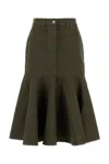 Loewe Cotton Skirt With Pockets And Belt Loops In Khakigreen