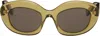 Loewe Khaki Curvy Logo Cat-eye Sunglasses In Green