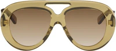 Loewe Khaki Curvy Sunglasses In Green