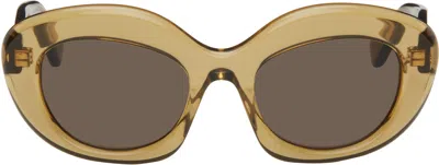 Loewe Khaki Dawn Sunglasses In Shiny Dark Green/bro