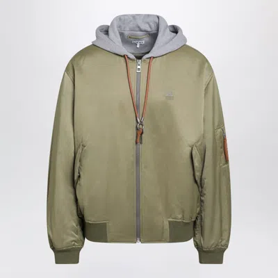 Loewe Khaki Green Bomber Jacket In Technical Fabric