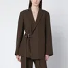 Loewe Khaki Green Double-breasted Wool Jacket In Brown