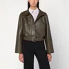Loewe Khaki Green Leather Jacket With Belt