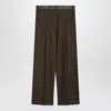 Loewe Khaki Green Wool Trousers In Brown