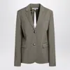 Loewe Womens Khaki Green Split-back Single-breasted Wool Blazer In Gray