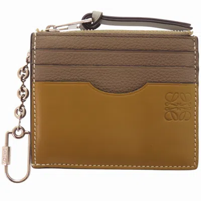 Pre-owned Loewe Khaki Leather Coin Purse/coin Case ()