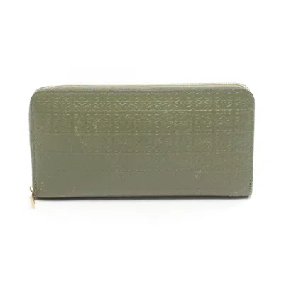 Pre-owned Loewe Khaki Leather Long Wallet (bi-fold) () In Brown