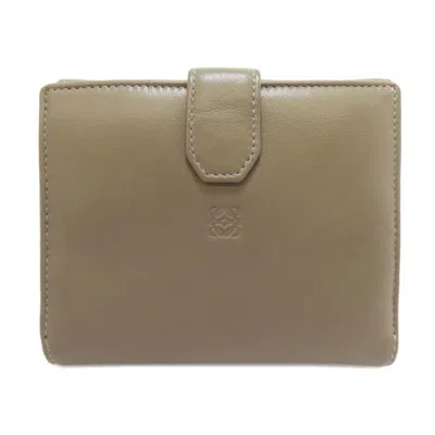 Pre-owned Loewe Khaki Leather Wallet (bi-fold) () In Brown