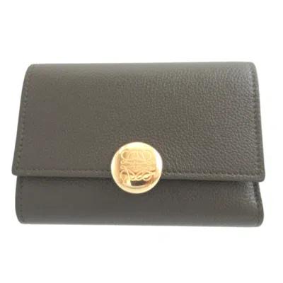 Pre-owned Loewe Khaki Leather Wallet (tri-fold) ()