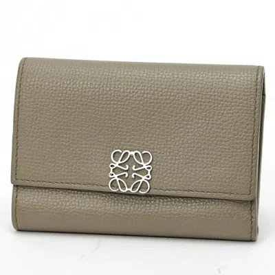 Pre-owned Loewe Khaki Leather Wallet (tri-fold) ()
