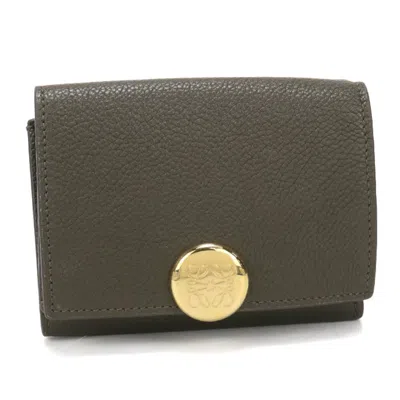 Pre-owned Loewe Khaki Leather Wallet (tri-fold) ()