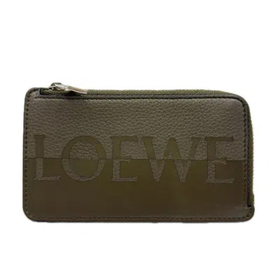 Pre-owned Loewe Khaki Orange Leather Coin Purse/coin Case () In Khaki, Orange
