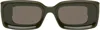 Loewe Khaki Rectangular Sunglasses In 96e Shiny Dark Green