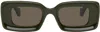Loewe Khaki Rectangular Sunglasses In Shiny Dark Green
