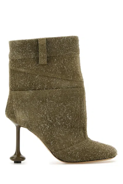 LOEWE KHAKI SUEDE TOY PANTA ANKLE BOOTS