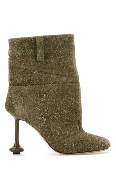 Loewe Khaki Suede Toy Panta Ankle Boots In Green