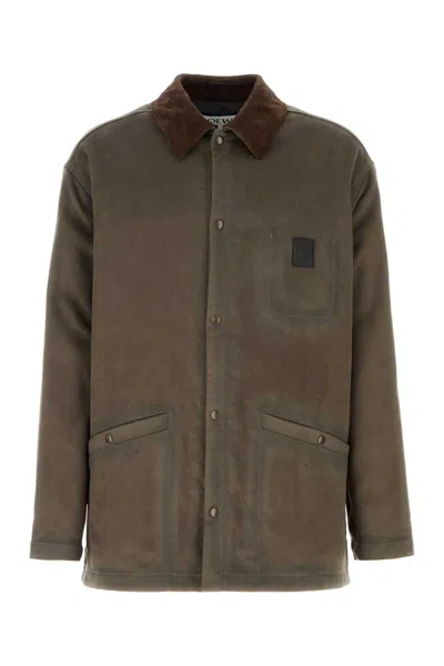 Loewe Khaki Viscose Blend Jacket In Brown