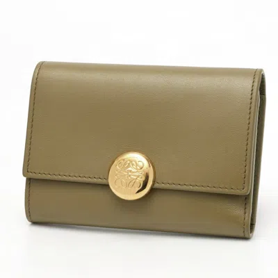 Pre-owned Loewe Khaki Wallet (tri-fold) () In Brown